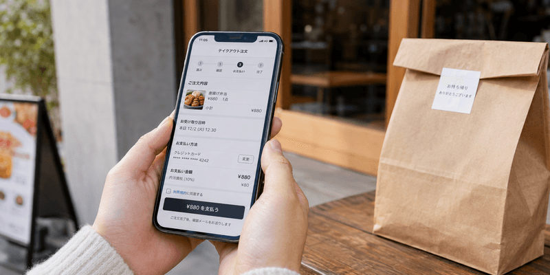 POS＋ order & payでテイクアウトを事前注文する様子