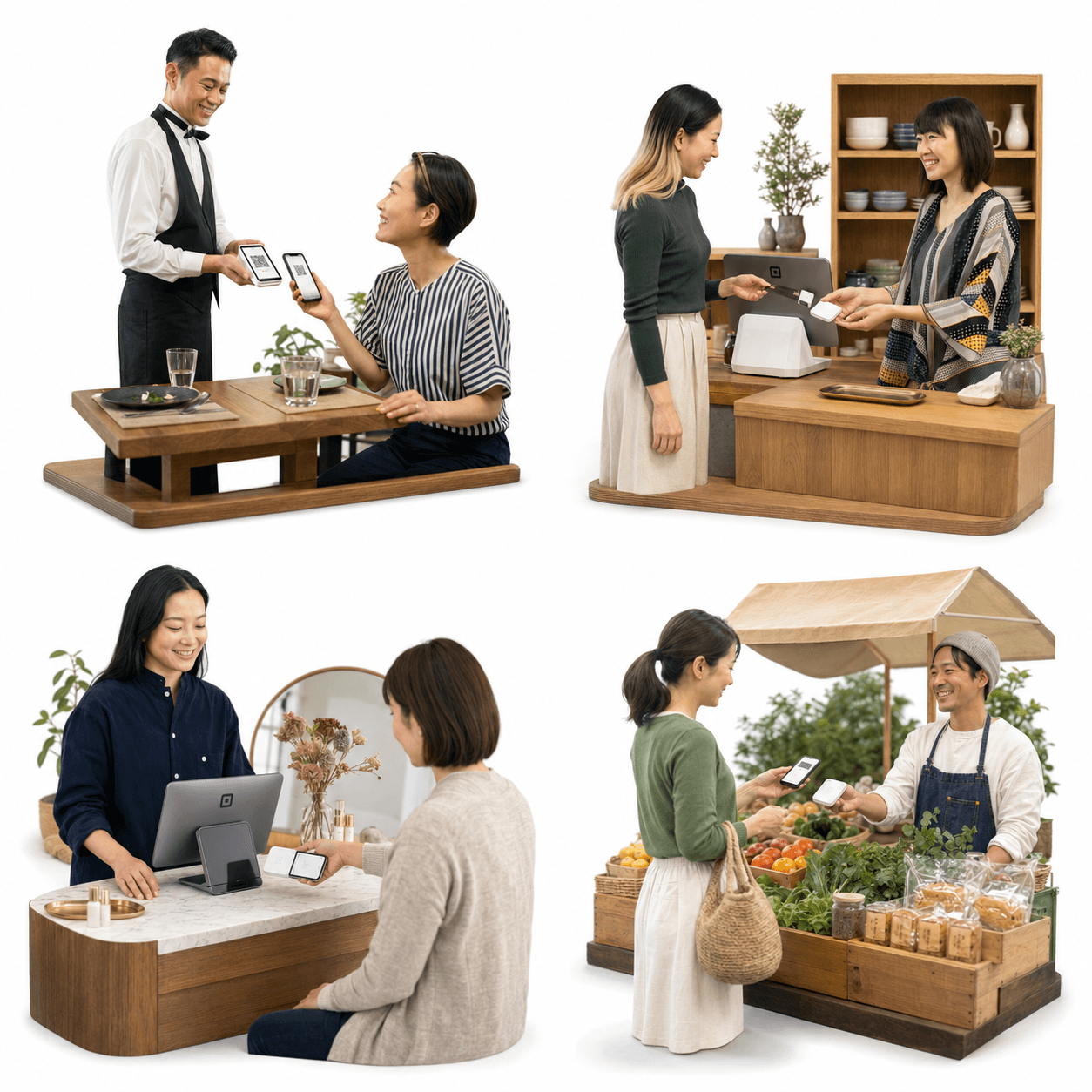 飲食店・小売店・美容サービスでSquareを利用する場面