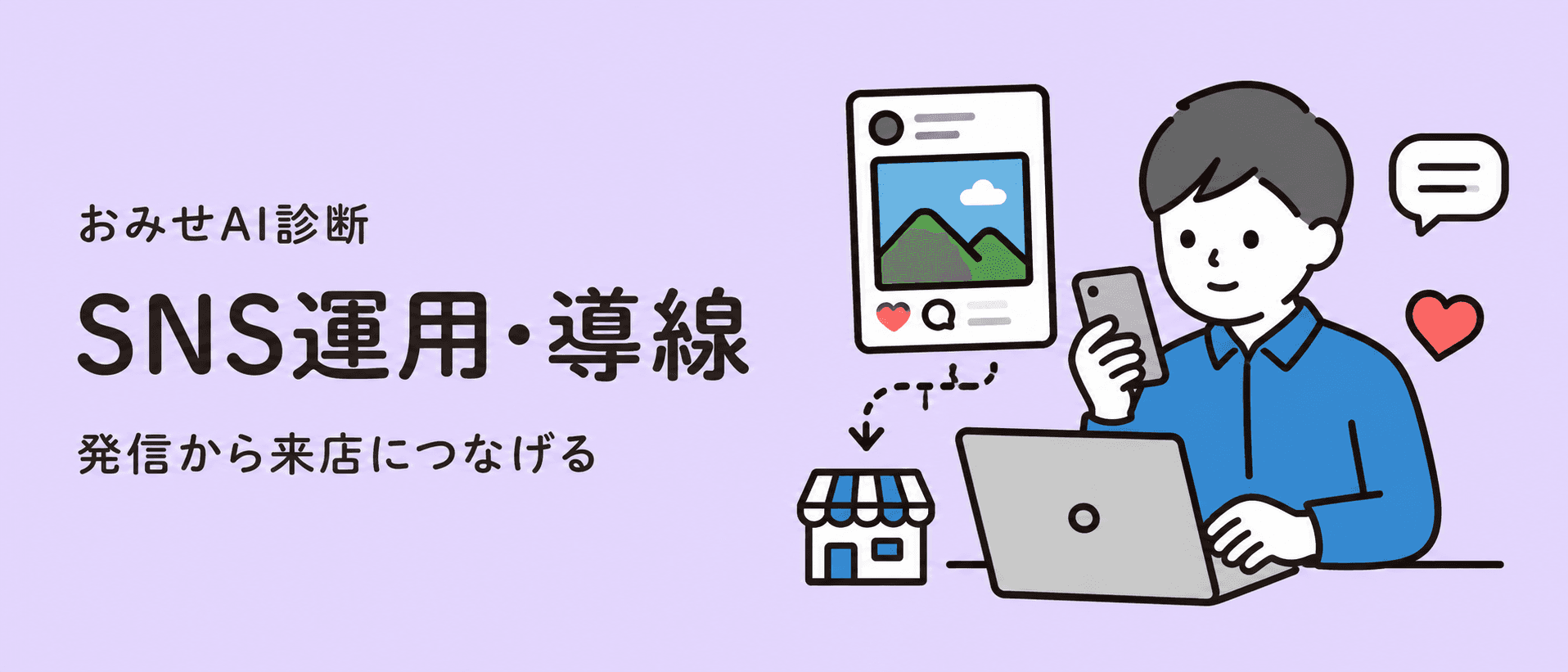 SNSから来店につながる導線を整えるイメージ